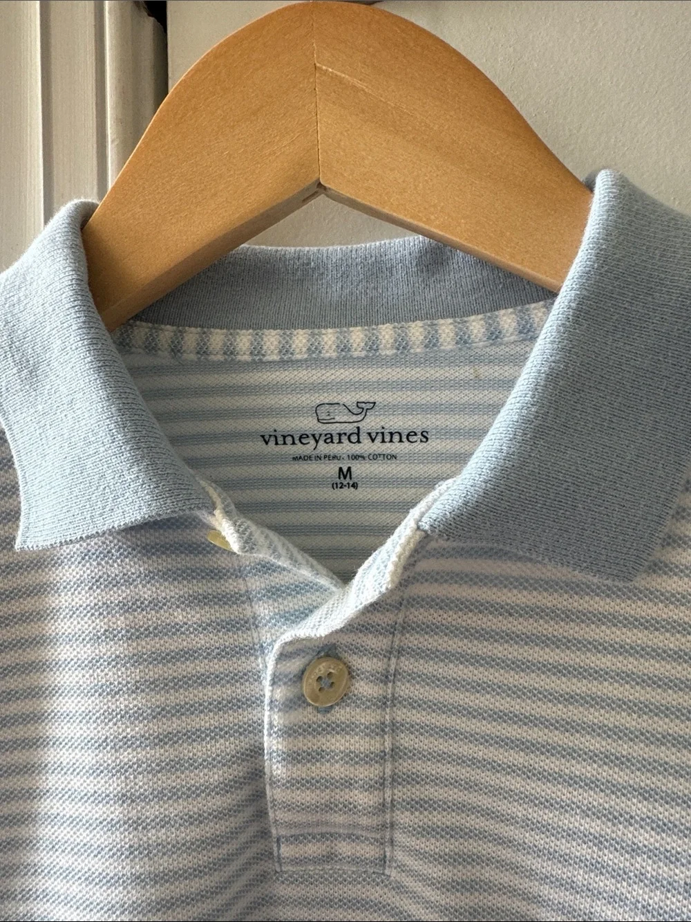 Vineyard Vines Boy’s Light Blue and White Striped Polo